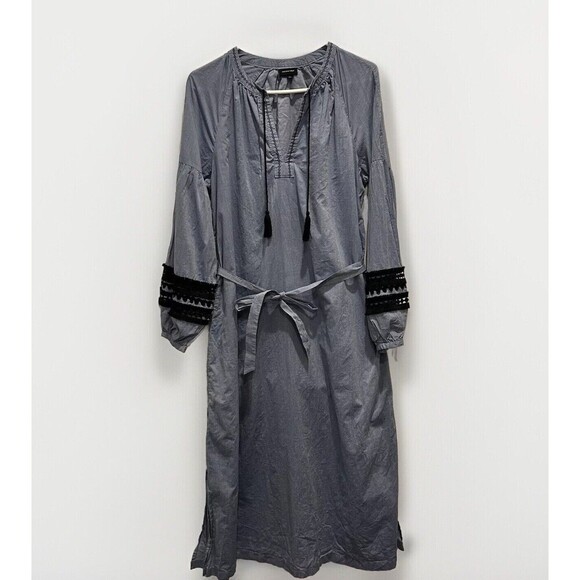 Who What Wear Blue Belted Dress Embroidered and Crochet Sleeves Boho Large‎ - Picture 2 of 11